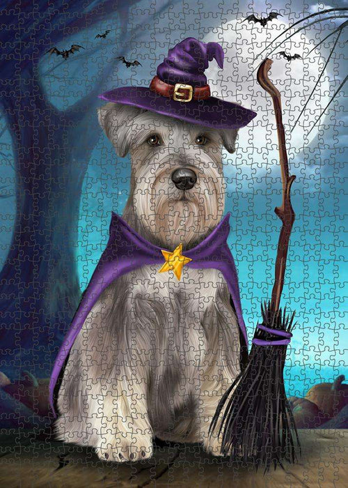 Happy Halloween Trick or Treat Miniature Schnauzer Dog Witch Puzzle with Photo Tin PUZL61632