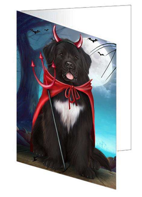 Happy Halloween Trick or Treat Newfoundland Dog Handmade Artwork Assorted Pets Greeting Cards and Note Cards with Envelopes for All Occasions and Holiday Seasons GCD67949