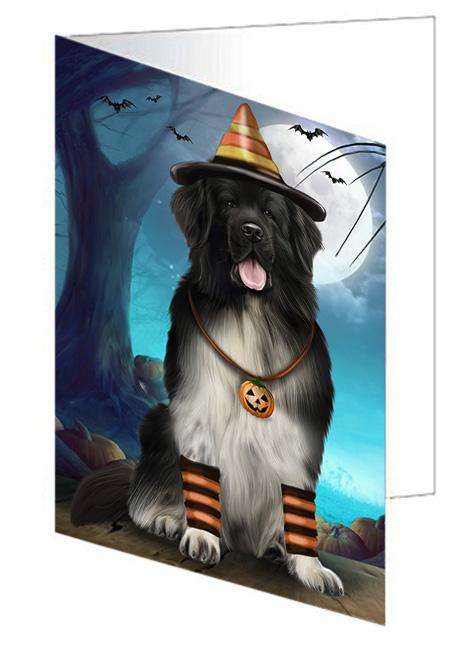 Happy Halloween Trick or Treat Newfoundland Dog Handmade Artwork Assorted Pets Greeting Cards and Note Cards with Envelopes for All Occasions and Holiday Seasons GCD67952