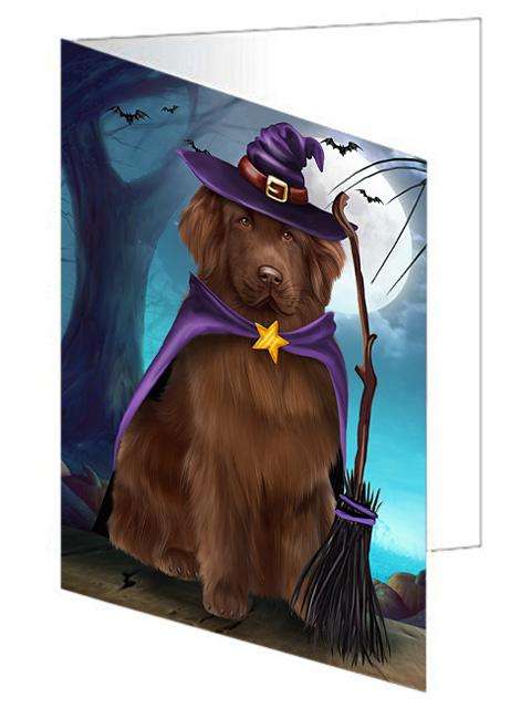 Happy Halloween Trick or Treat Newfoundland Dog Handmade Artwork Assorted Pets Greeting Cards and Note Cards with Envelopes for All Occasions and Holiday Seasons GCD67958