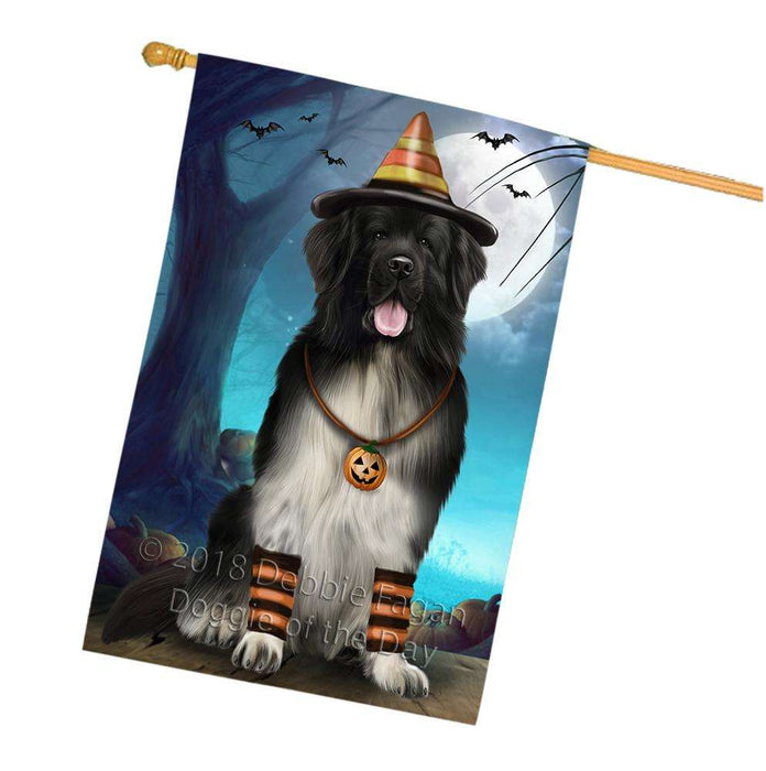 Happy Halloween Trick or Treat Newfoundland Dog House Flag FLG54839