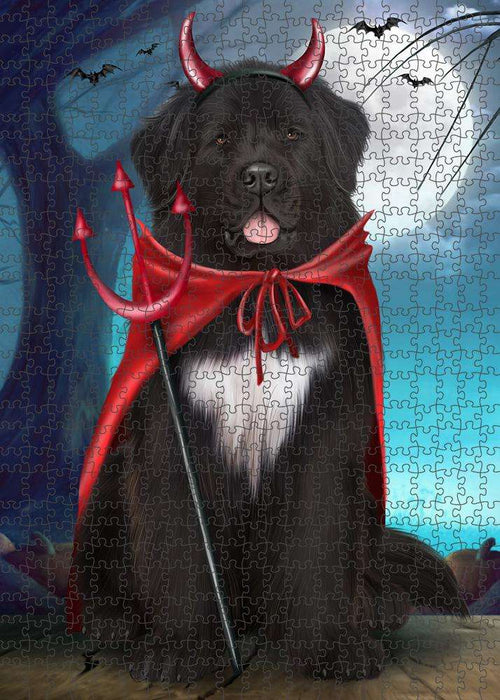 Happy Halloween Trick or Treat Newfoundland Dog Puzzle with Photo Tin PUZL85716