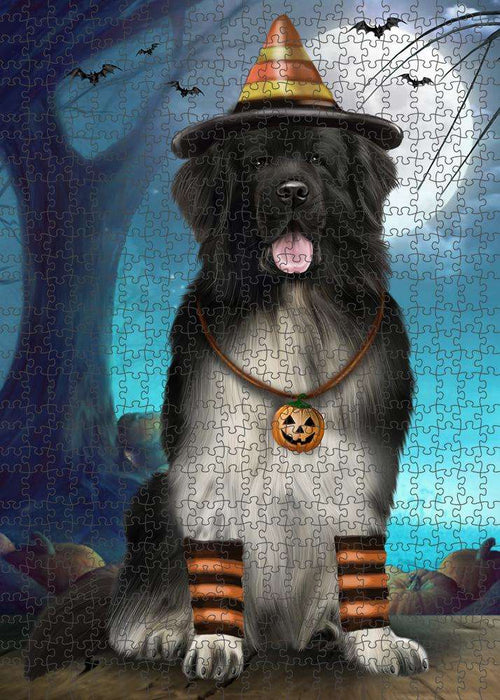 Happy Halloween Trick or Treat Newfoundland Dog Puzzle with Photo Tin PUZL85720