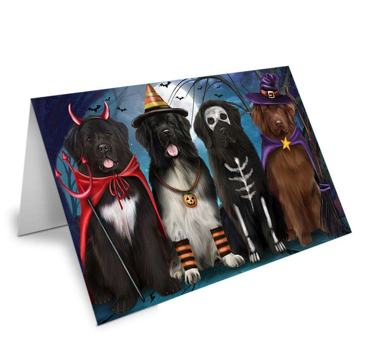 Happy Halloween Trick or Treat Newfoundlands Dog Handmade Artwork Assorted Pets Greeting Cards and Note Cards with Envelopes for All Occasions and Holiday Seasons GCD67859