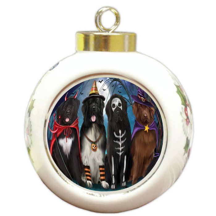 Happy Halloween Trick or Treat Newfoundlands Dog Round Ball Christmas Ornament RBPOR54610