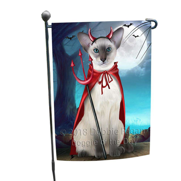 Happy Halloween Trick or Treat Oriental Blue Point Siamese Cat Garden Flag GFLG54706