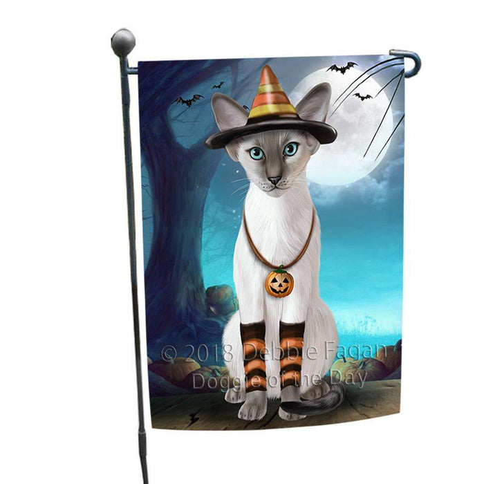 Happy Halloween Trick or Treat Oriental Blue Point Siamese Cat Garden Flag GFLG54707