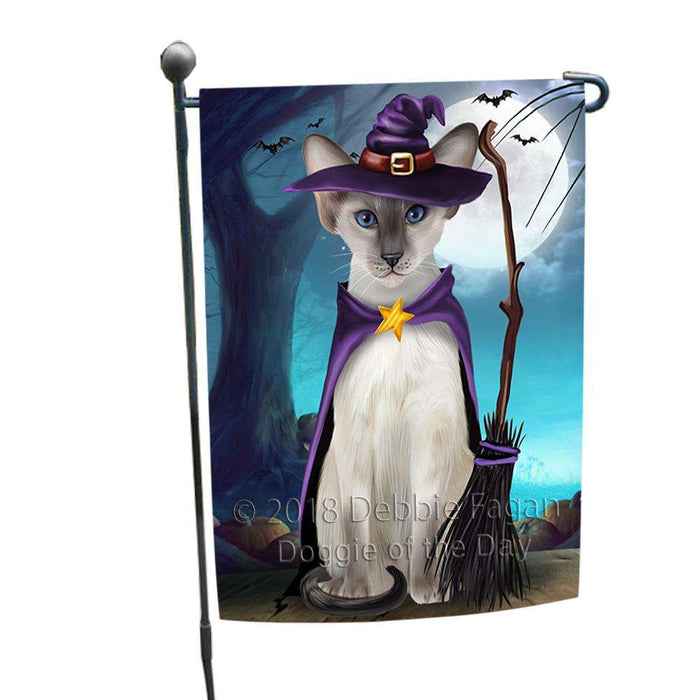 Happy Halloween Trick or Treat Oriental Blue Point Siamese Cat Garden Flag GFLG54709