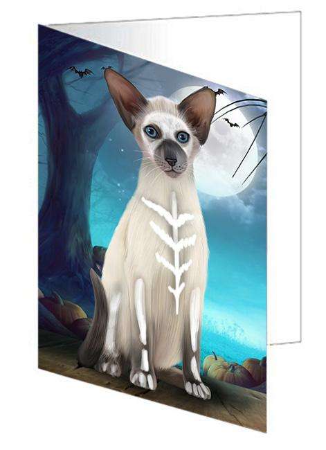 Happy Halloween Trick or Treat Oriental Blue Point Siamese Cat Handmade Artwork Assorted Pets Greeting Cards and Note Cards with Envelopes for All Occasions and Holiday Seasons GCD67967