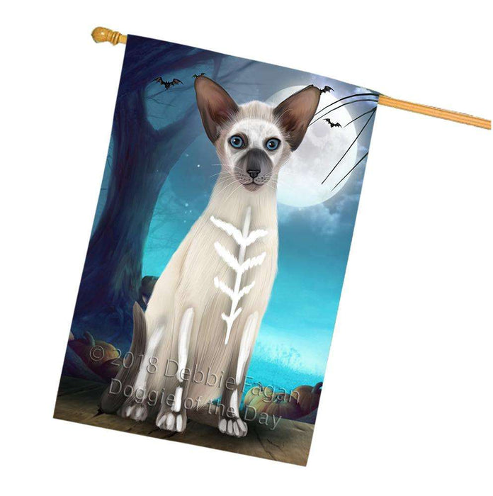 Happy Halloween Trick or Treat Oriental Blue Point Siamese Cat House Flag FLG54844