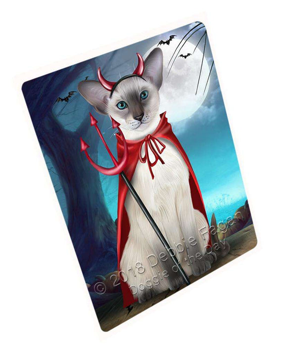 Happy Halloween Trick or Treat Oriental Blue Point Siamese Cat Large Refrigerator / Dishwasher Magnet RMAG88746