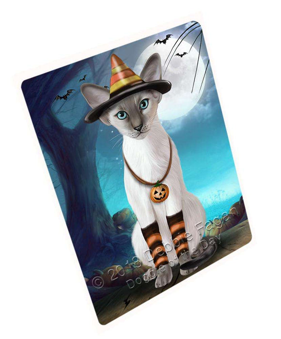 Happy Halloween Trick or Treat Oriental Blue Point Siamese Cat Large Refrigerator / Dishwasher Magnet RMAG88752