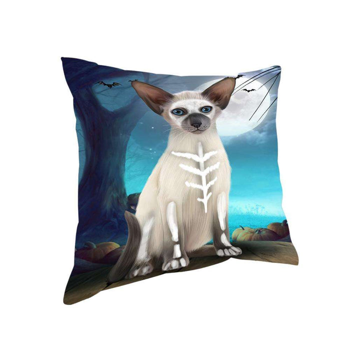 Happy Halloween Trick or Treat Oriental Blue Point Siamese Cat Pillow PIL75208