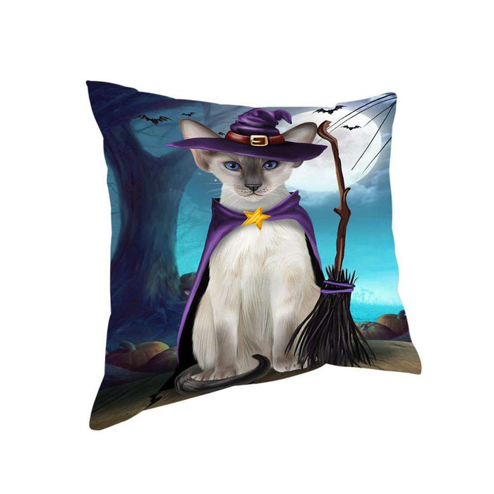 Happy Halloween Trick or Treat Oriental Blue Point Siamese Cat Pillow PIL75212