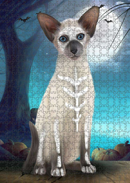 Happy Halloween Trick or Treat Oriental Blue Point Siamese Cat Puzzle with Photo Tin PUZL85740