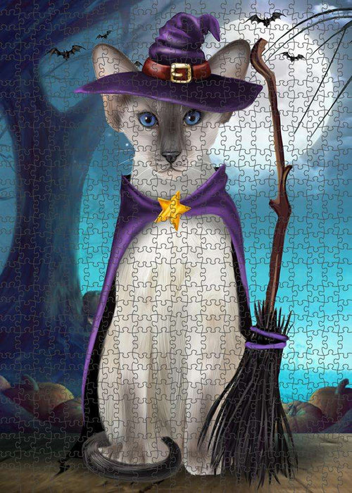 Happy Halloween Trick or Treat Oriental Blue Point Siamese Cat Puzzle  PUZL85744