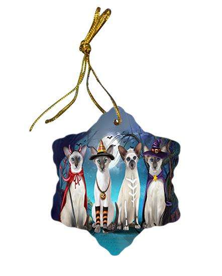 Happy Halloween Trick or Treat Oriental Blue Point Siamese Cats Ceramic Doily Ornament DPOR54611