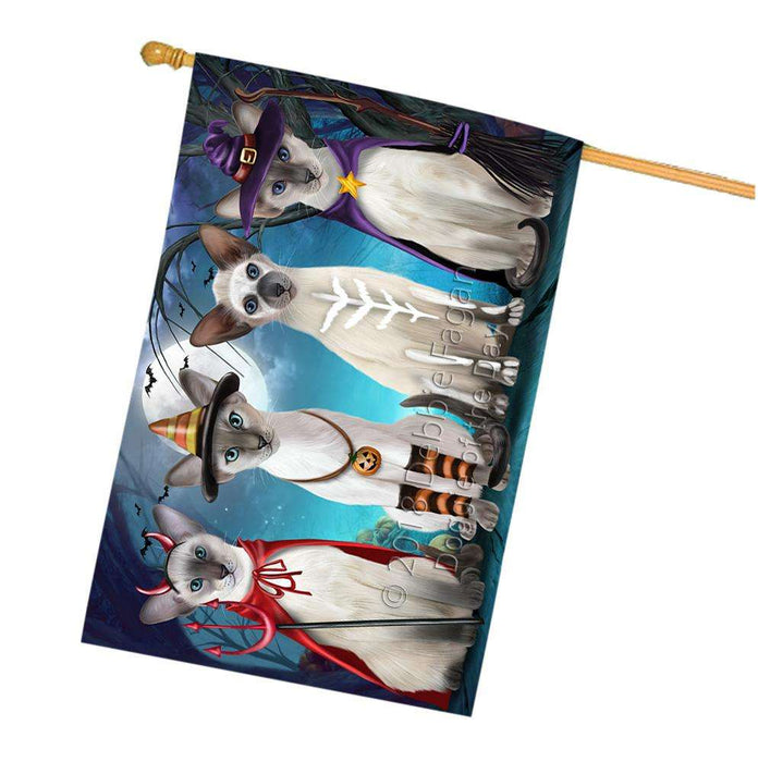 Happy Halloween Trick or Treat Oriental Blue Point Siamese Cats House Flag FLG54809