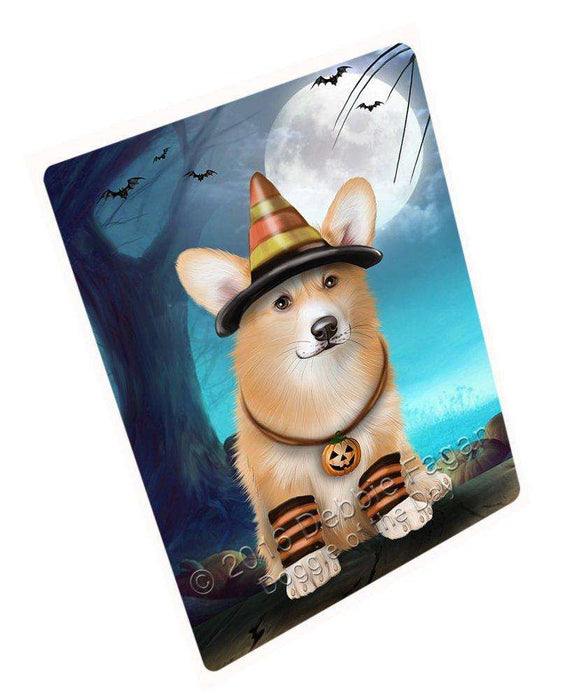 Happy Halloween Trick or Treat Pembroke Welsh Corgi Dog Candy Corn Art Portrait Print Woven Throw Sherpa Plush Fleece Blanket