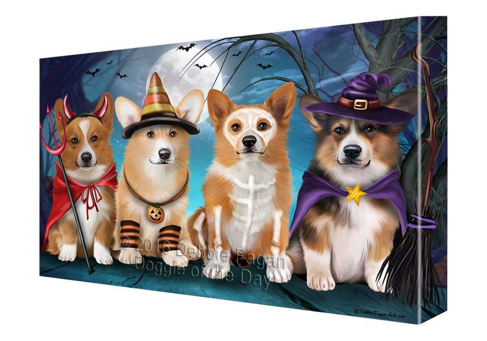 Happy Halloween Trick or Treat Pembroke Welsh Corgi Dog Canvas Wall Art