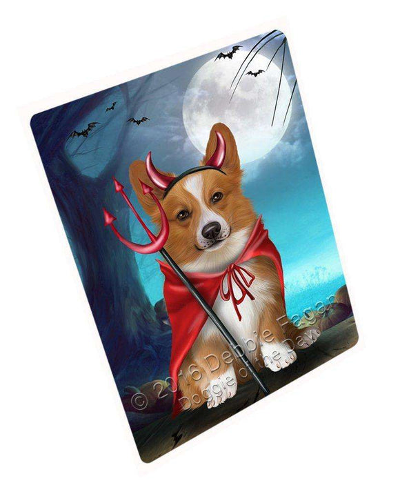Happy Halloween Trick or Treat Pembroke Welsh Corgi Dog Devil Art Portrait Print Woven Throw Sherpa Plush Fleece Blanket