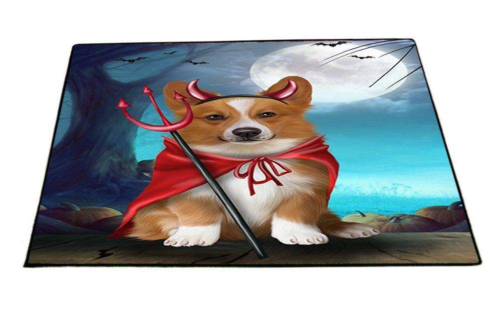 Happy Halloween Trick or Treat Pembroke Welsh Corgi Dog Devil Indoor/Outdoor Floormat