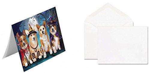 Happy Halloween Trick or Treat Pembroke Welsh Corgi Dog Handmade Artwork Assorted Pets Greeting Cards and Note Cards with Envelopes for All Occasions and Holiday Seasons