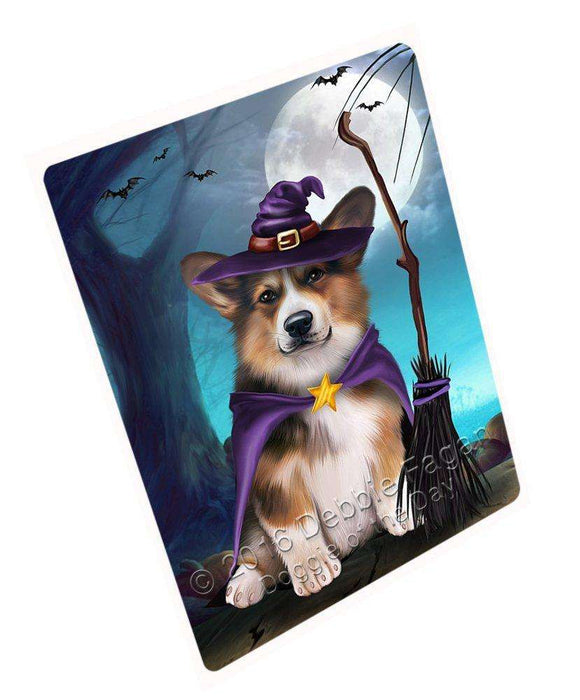 Happy Halloween Trick or Treat Pembroke Welsh Corgi Dog Witch Art Portrait Print Woven Throw Sherpa Plush Fleece Blanket