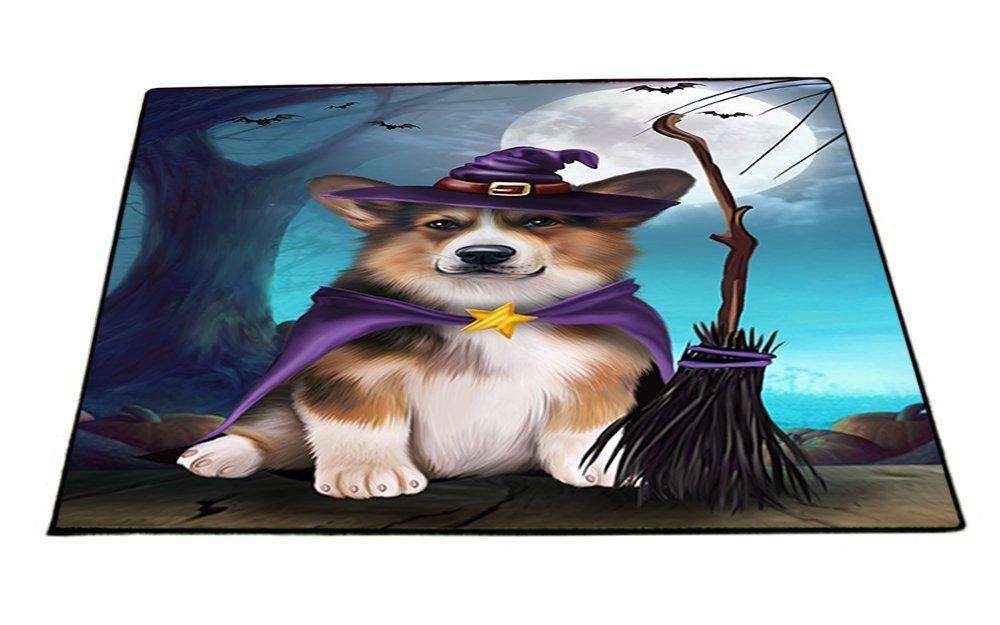Happy Halloween Trick or Treat Pembroke Welsh Corgi Dog Witch Indoor/Outdoor Floormat