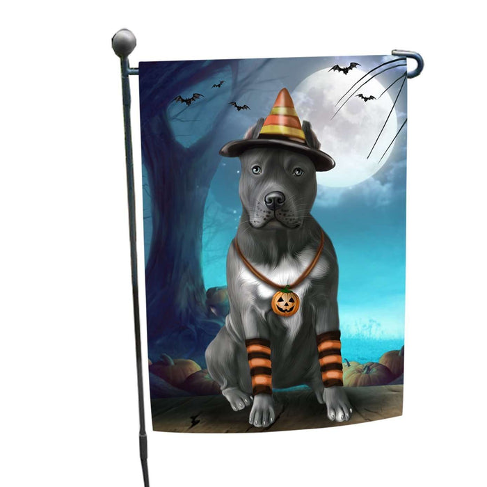 Happy Halloween Trick or Treat Pit Bull Dog Candy Corn Garden Flag