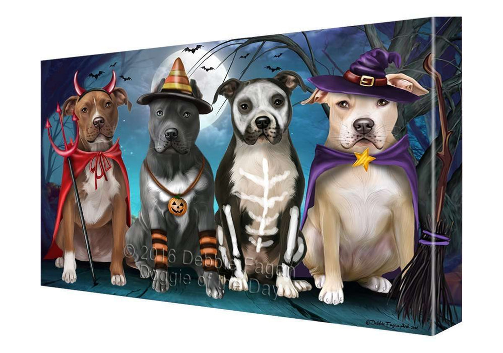 Happy Halloween Trick or Treat Pit Bull Dog Canvas Wall Art