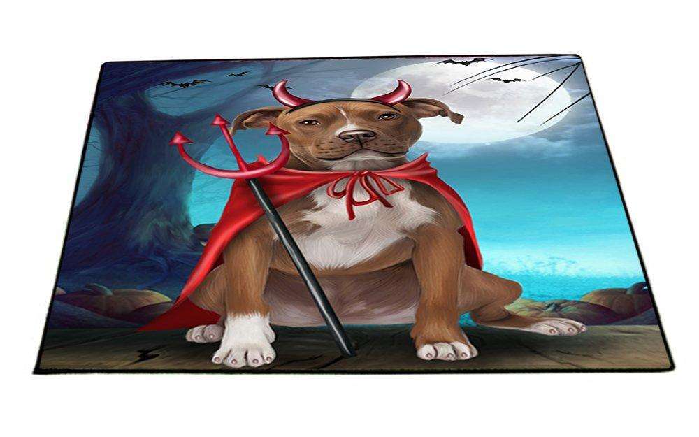 Happy Halloween Trick or Treat Pit Bull Dog Devil Indoor/Outdoor Floormat