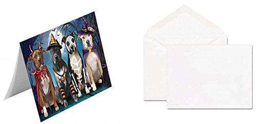 Happy Halloween Trick or Treat Pit Bull Dog Handmade Artwork Assorted Pets Greeting Cards and Note Cards with Envelopes for All Occasions and Holiday Seasons D216