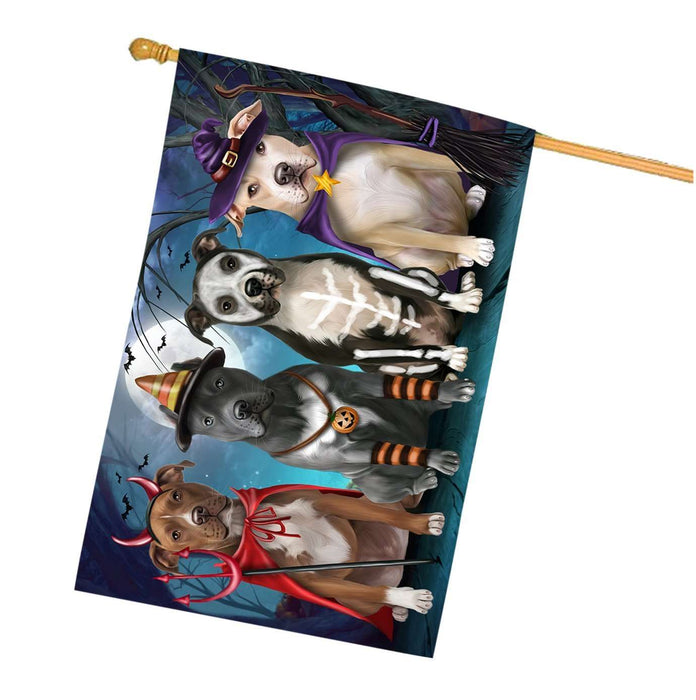 Happy Halloween Trick or Treat Pit Bull Dog House Flag