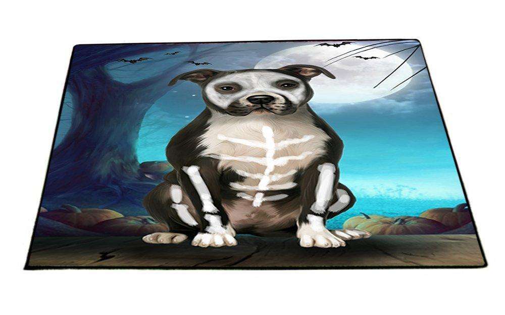 Happy Halloween Trick or Treat Pit Bull Dog Skeleton Indoor/Outdoor Floormat