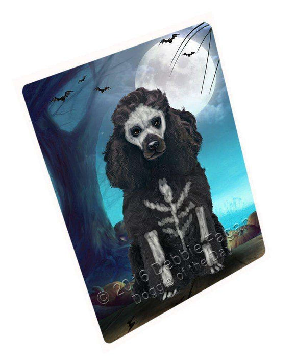 Happy Halloween Trick or Treat Poodle Corgi Dog Skeleton Art Portrait Print Woven Throw Sherpa Plush Fleece Blanket