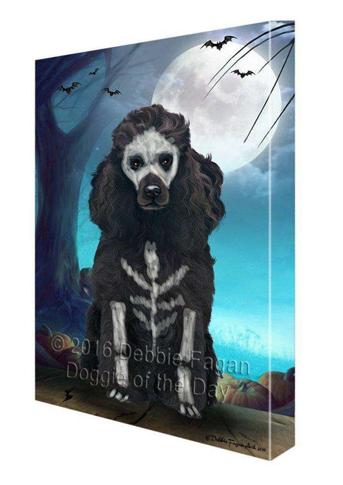 Happy Halloween Trick or Treat Poodle Corgi Dog Skeleton Canvas Wall Art