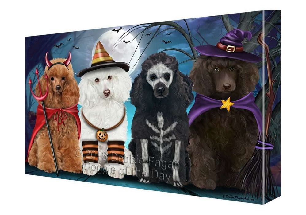 Happy Halloween Trick or Treat Poodle Dog Canvas Wall Art