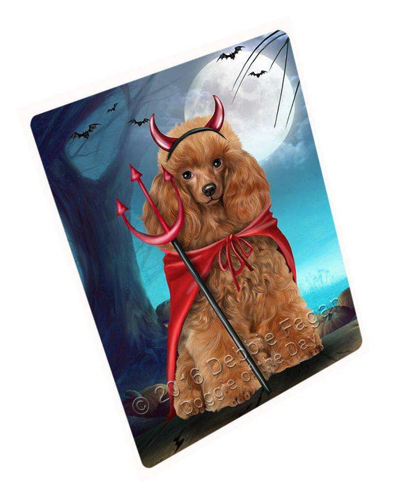 Happy Halloween Trick or Treat Poodle Dog Devil Art Portrait Print Woven Throw Sherpa Plush Fleece Blanket