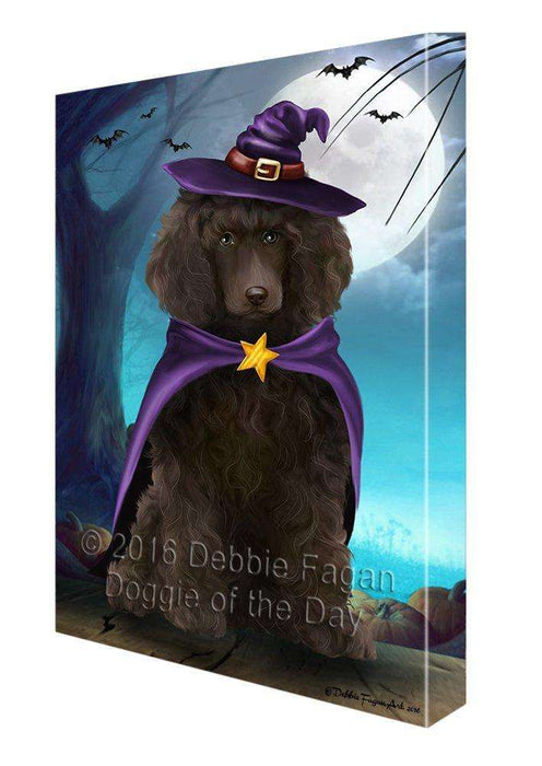 Happy Halloween Trick or Treat Poodle Dog Witch Canvas Wall Art