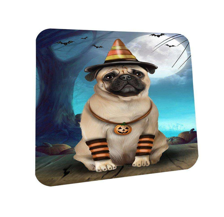 Happy Halloween Trick or Treat Pug Dog Candy Corn Coasters Set of 4