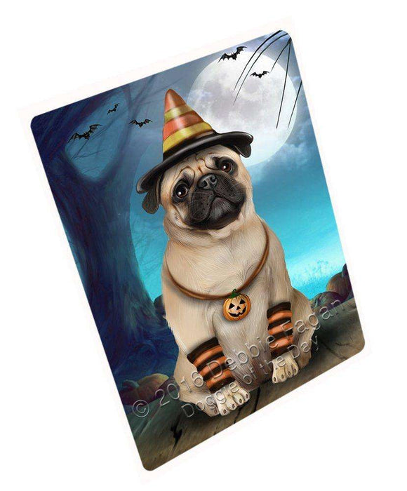 Happy Halloween Trick or Treat Pug Dog Candy Corn Tempered Cutting Board (Small)