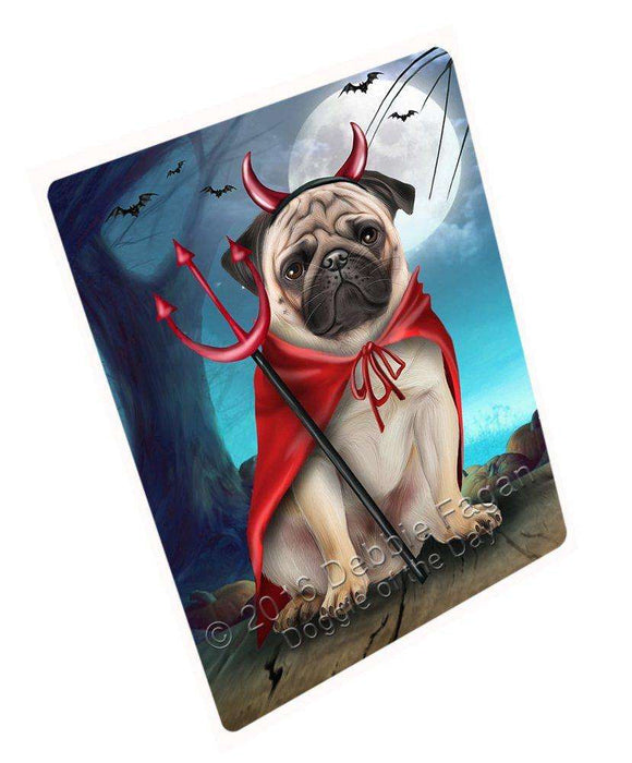 Happy Halloween Trick or Treat Pug Dog Devil Art Portrait Print Woven Throw Sherpa Plush Fleece Blanket
