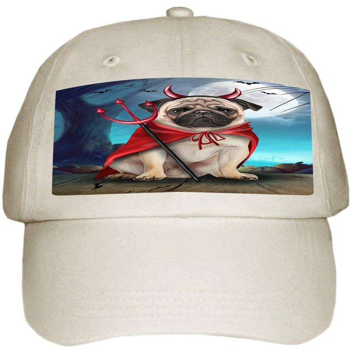 Happy Halloween Trick or Treat Pug Dog Devil Ball Hat Cap