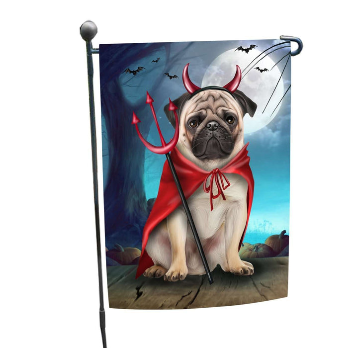 Happy Halloween Trick or Treat Pug Dog Devil Garden Flag