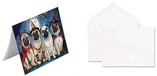 Happy Halloween Trick or Treat Pug Dog Handmade Artwork Assorted Pets Greeting Cards and Note Cards with Envelopes for All Occasions and Holiday Seasons