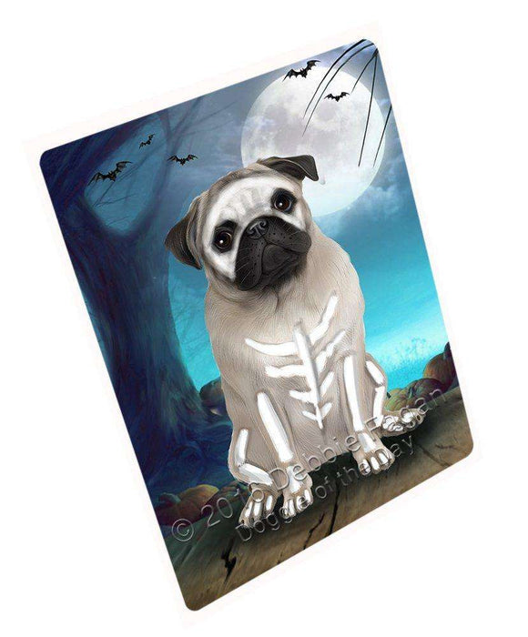 Happy Halloween Trick or Treat Pug Dog Skeleton Art Portrait Print Woven Throw Sherpa Plush Fleece Blanket