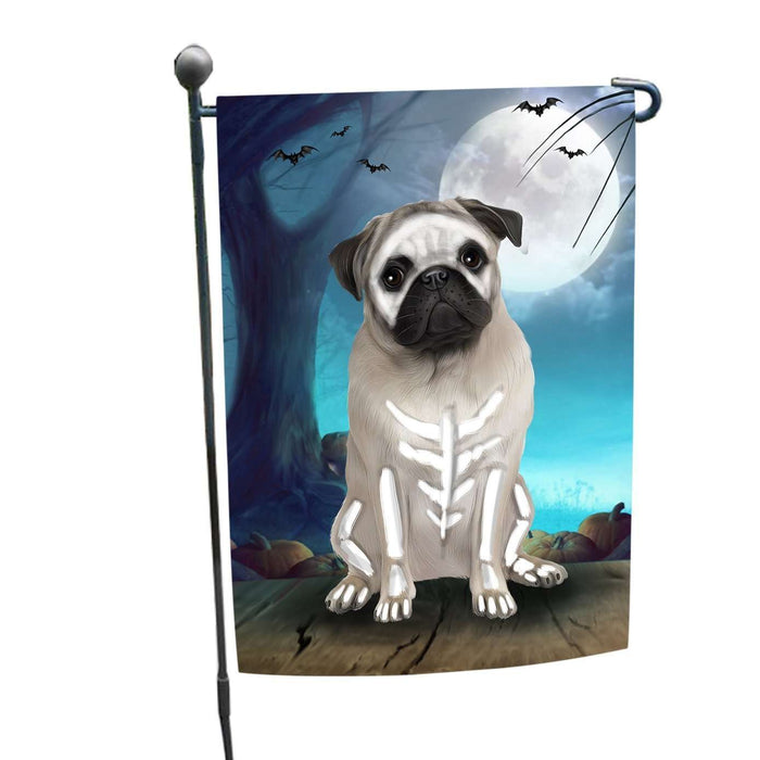 Happy Halloween Trick or Treat Pug Dog Skeleton Garden Flag
