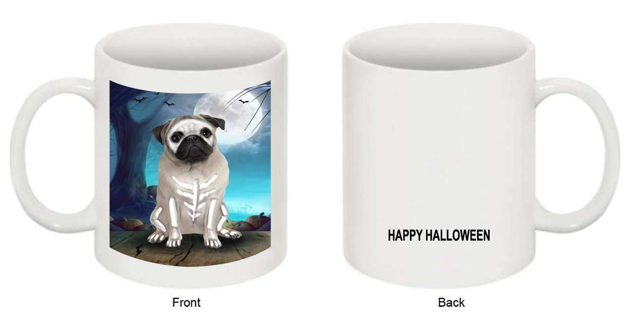 Happy Halloween Trick or Treat Pug Dog Skeleton Mug