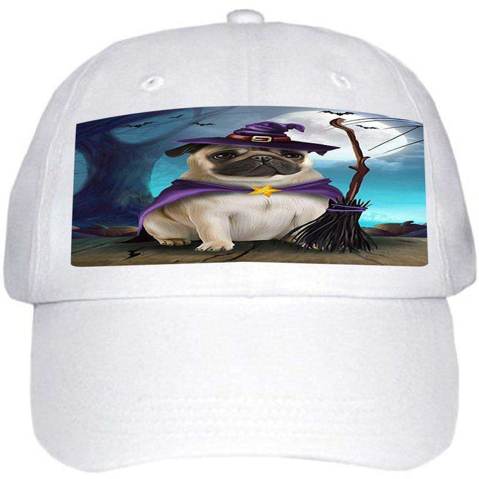 Happy Halloween Trick or Treat Pug Dog Witch Ball Hat Cap